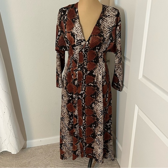 Mango Snake Print V-neck Dress - Picture 1 of 6